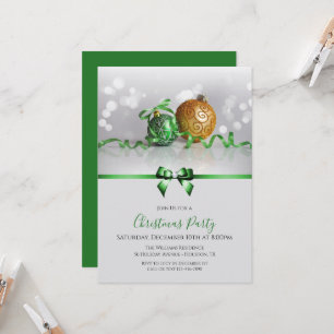 Festive Baubles, Ribbons & Jewel Bow Christmas Invitation