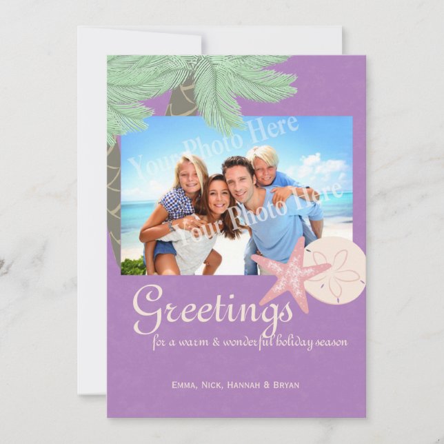 Festive Beach Holiday Flat Card Photo Greeting (Front)