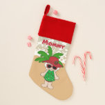 Festive beach Mrs Claus add name Christmas Stocking<br><div class="desc">design by Kristi W. Designs at www.graphicsnbits.com back by www.etsy.com/Shop/JLaurieStudios</div>