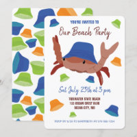 Festive Beach Party Crab in a Hat