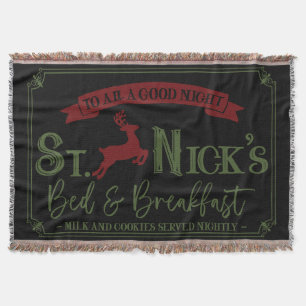 Festive Bed and Breakfast Christmas Doormat Throw Blanket