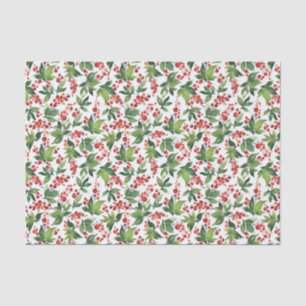 Festive Berries and Greenery Christmas Pattern Tissue Paper