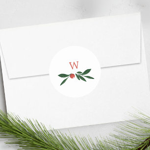 festive berries traditional green & red christmas classic round sticker