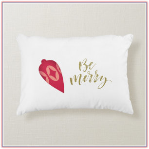 Festive Berry Colour Ornament Be Merry Decorative Cushion