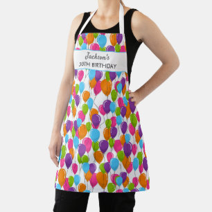 Festive Birthday Balloons Any Age Custom Text  Apron