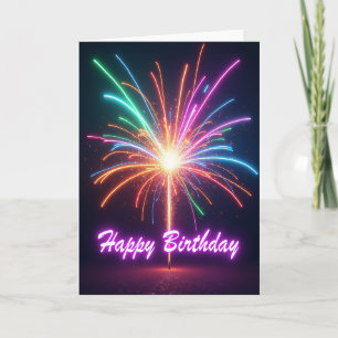 Festive Birthday Bursting Light Card