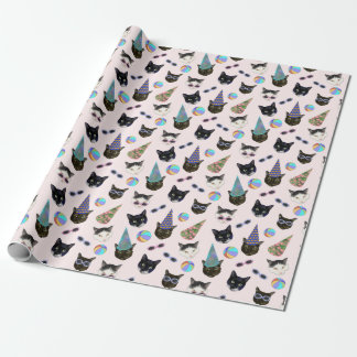 Festive Birthday Cats Summer Pool Party Wrapping Paper