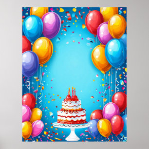 Festive Birthday Celebration With Balloons Poster