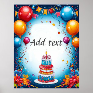 Festive Birthday Celebration With Balloons Poster