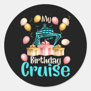Festive Birthday Cruise Ship Party Cruising Boat Classic Round Sticker