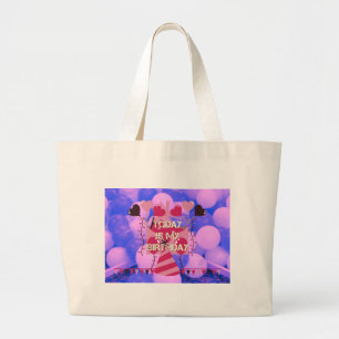 Festive Birthday Design: Today is my Birthday Large Tote Bag