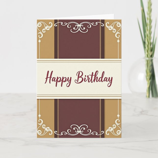 Festive Birthday Elegant Script Card (Front)