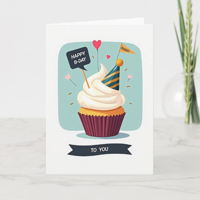 Festive Birthday Hat Card (Front)