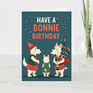Festive Birthday Kilted Dogs Card