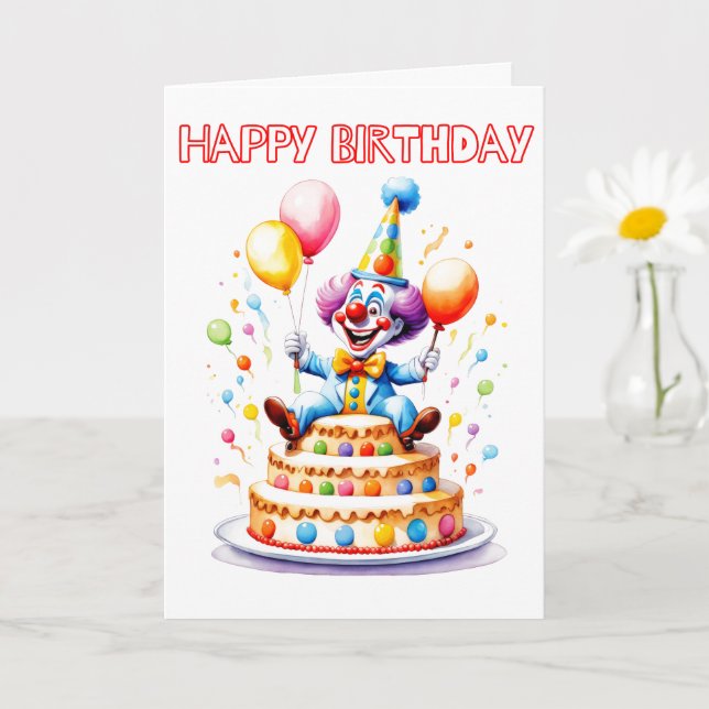 Festive Birthday Party Clown Card (Small Plant)