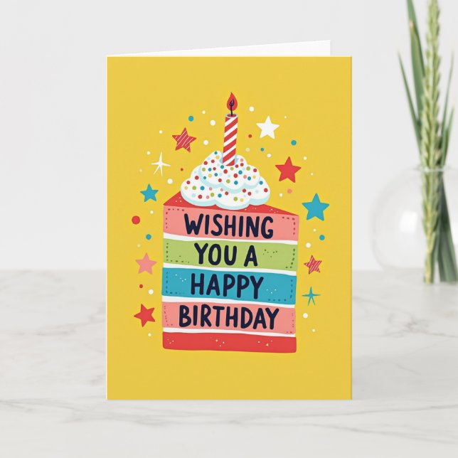 Festive Birthday Sprinkled Cake Card (Front)