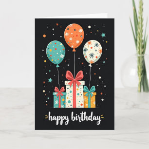 Festive Birthday Starlit Balloons Card
