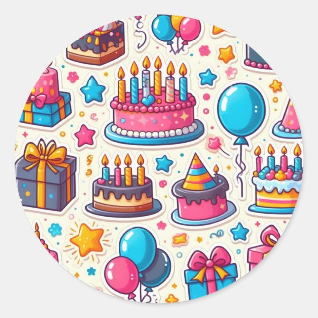 Festive Birthday Sticker Pack" (Front)