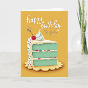 Festive Birthday Teal Cake Art Card