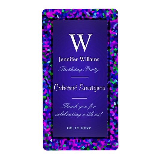Festive Birthday Wine Label Confetti Shipping Label