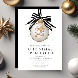 Festive Black And White Christmas Open House Invitation