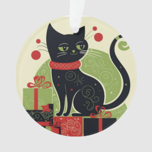 Festive Black Cat Ornament
