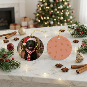 Festive Black Labrador Happy Howlidays Christmas Ceramic Ornament
