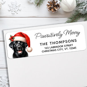 Festive Black Labrador Santa Dog Return Address Label