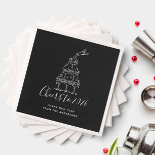 Festive Black New Years Eve Party Paper Napkin
