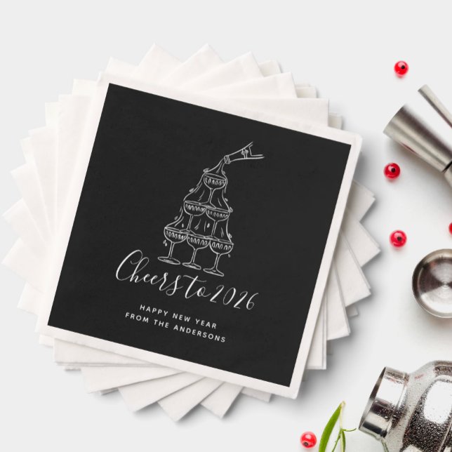 Festive Black New Years Eve Party Paper  Napkin (Creator Uploaded)