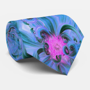 Festive Blue and Hot Pink Dahlia Flower Petals Tie