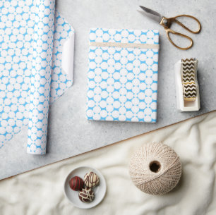 Festive Blue and White Circles Baby Shower Wrapping Paper