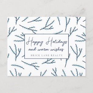 Festive Blue Business Happy Holidays Holiday Postcard