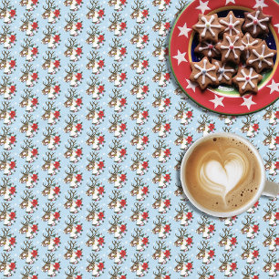 Festive Blue Christmas Reindeer Wreath Tablecloth