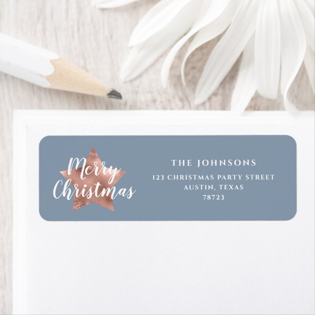Festive Blue Christmas Return Address  Label (Insitu)