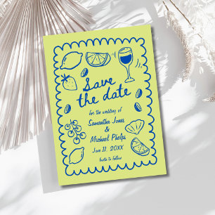 Festive Blue Coastal Wedding Save the Date