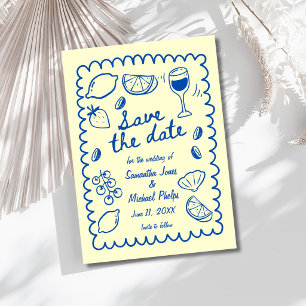 Festive Blue Coastal Wedding Save the Date