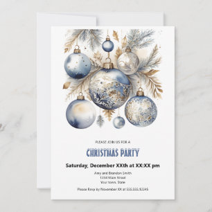 Festive Blue Glitters Decoration Christmas Party Holiday Card