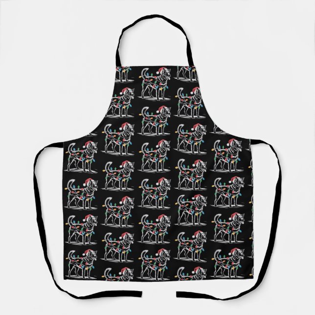 Festive Blue Heeler Christmas Holiday Cattle Dog  Apron (Front)