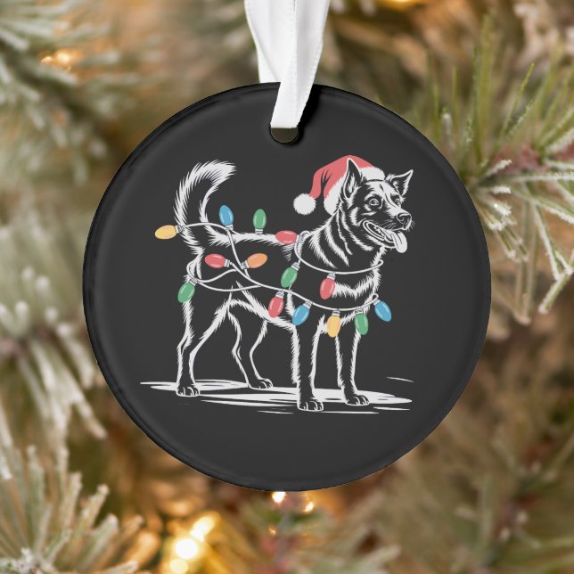 Festive Blue Heeler Christmas Holiday Cattle Dog  Ornament (Tree)