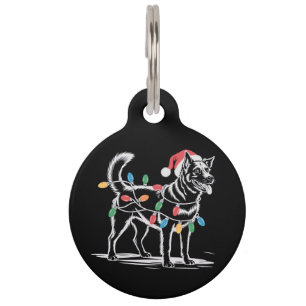 Festive Blue Heeler Christmas Holiday Cattle Dog Pet Tag