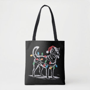 Festive Blue Heeler Christmas Holiday Cattle Dog Tote Bag