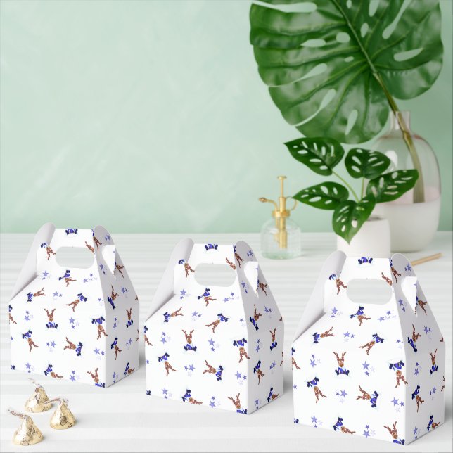 Festive Blue Kasky Christmas Reindeer Favour Box (Multiple)