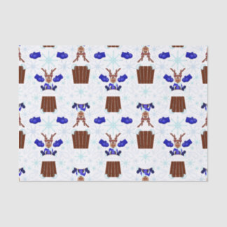 Festive Blue Kasky Christmas Reindeer Tissue Paper
