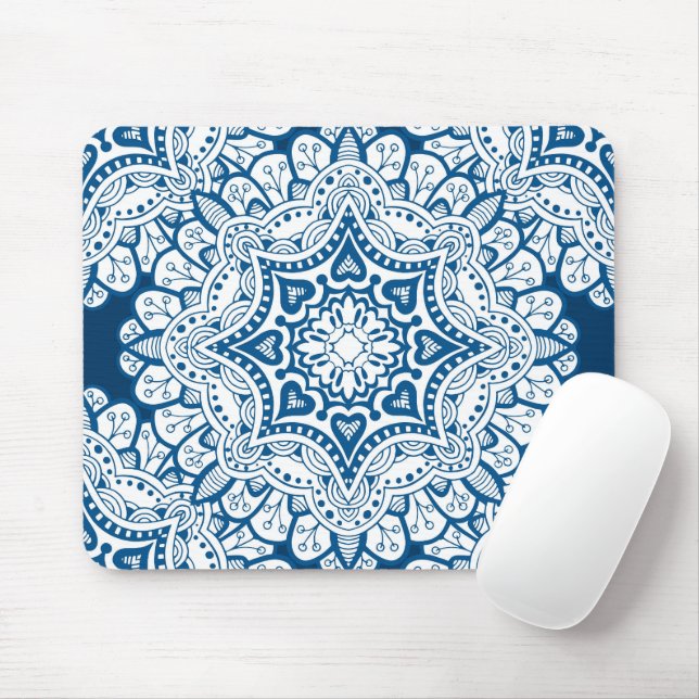 Festive Blue Mandala Mouse Pad (With Mouse)