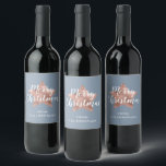 Festive Blue Merry Christmas Wine Label<br><div class="desc">Personalised Festive Blue Merry Christmas Wine Label.</div>