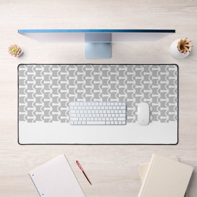 Festive Blue Overlapping Oval Waves Pattern Desk Mat (Office 1)