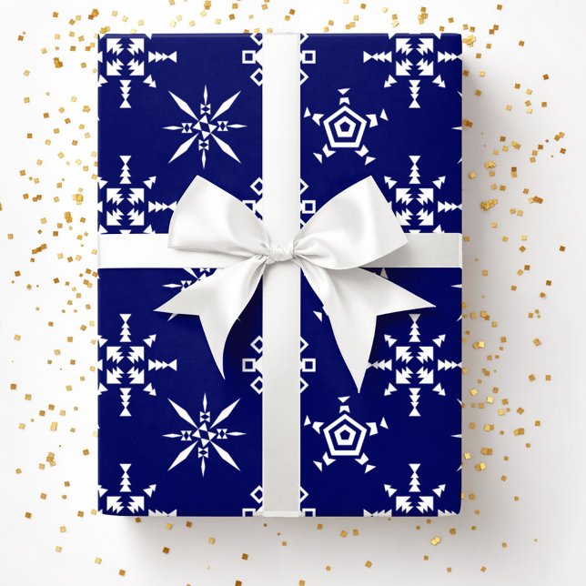 Festive Blue Snowflake Christmas Wrapping Paper (Festive Blue Snowflake Christmas Wrapping Paper)