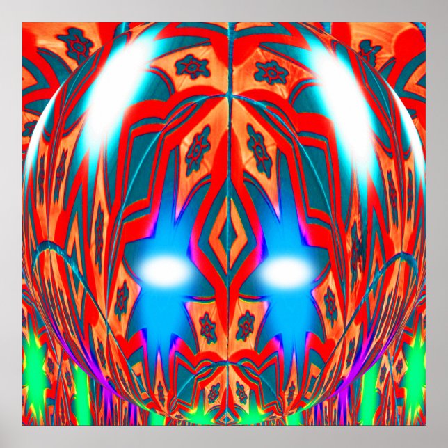 Festive blue star art poster (Front)