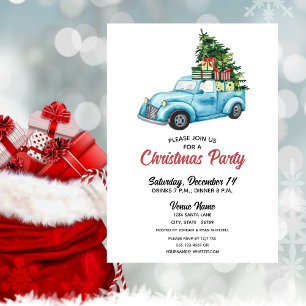 Festive Blue Truck Casua Christmas Party Invitation